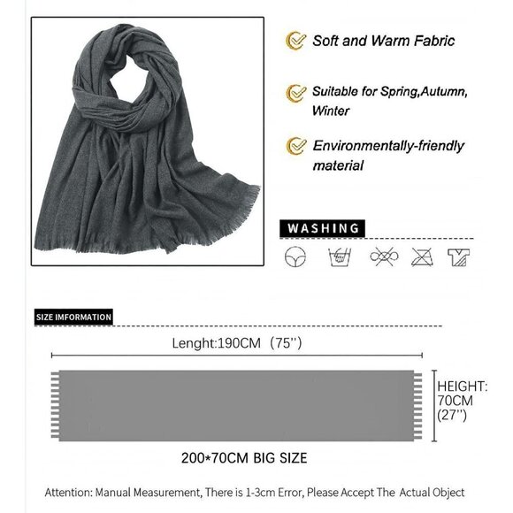 Swat Pany Scarf For Women Winter Pashmina Shawls For Women Wedding Shawls-Gray19 - Picture 6 of 7